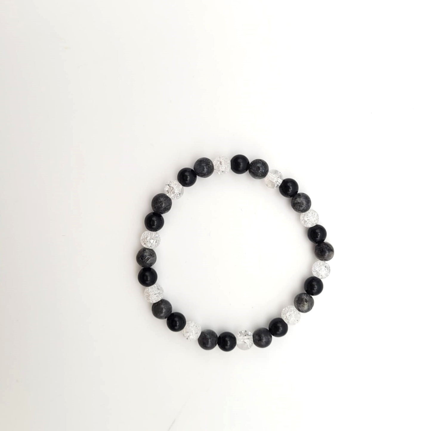 Bracelet Labradorite - Obsidienne noire - Quartz craquelé