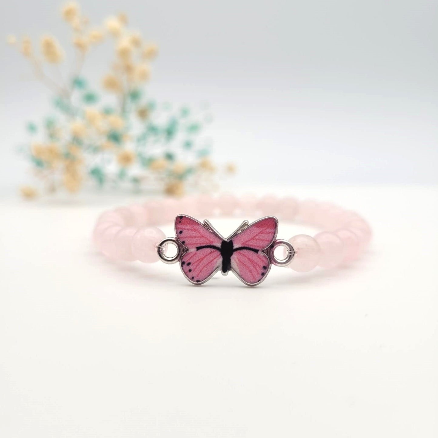 Bracelet Quartz rose papillon